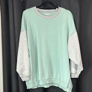 American Eagle Outfitters Mint and Gray Crew Neck Sweater